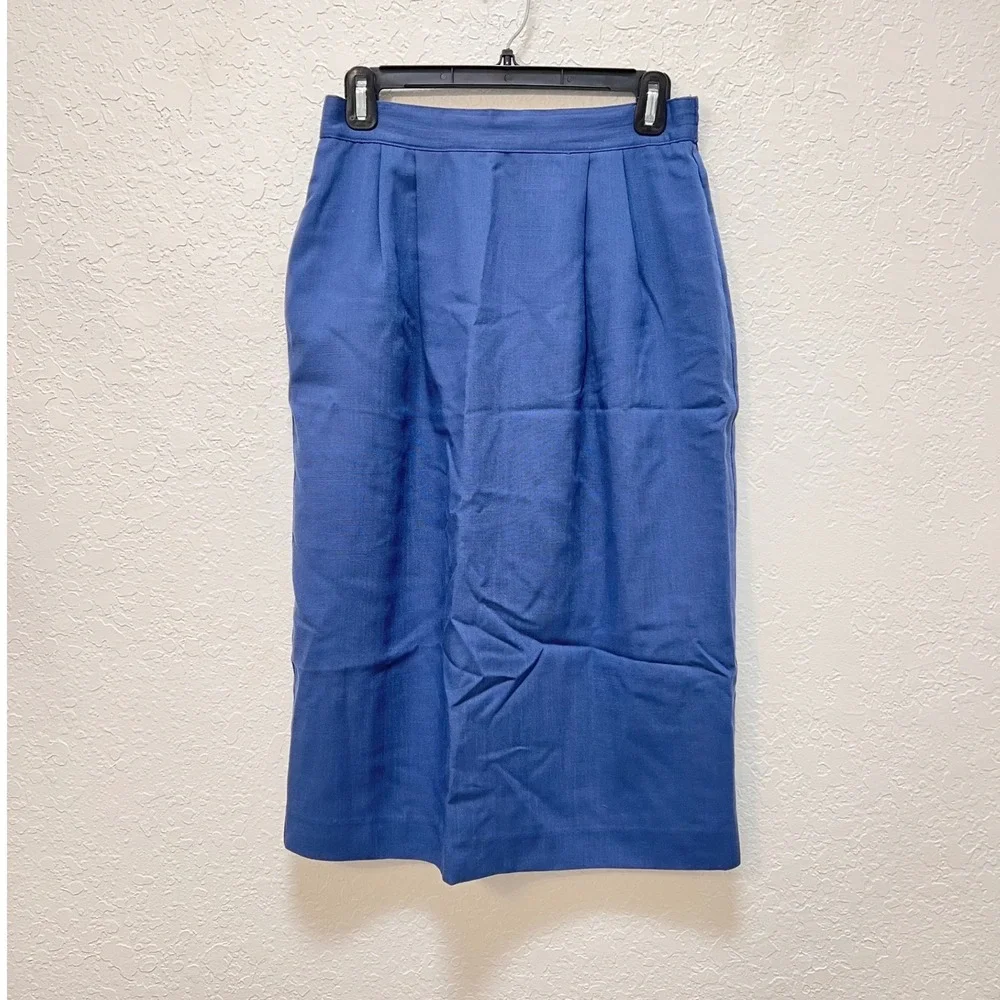 Leslie‎ Fay VTG Blue Embroidered Vest and Skirt Set Large Grandmacore 90s USA